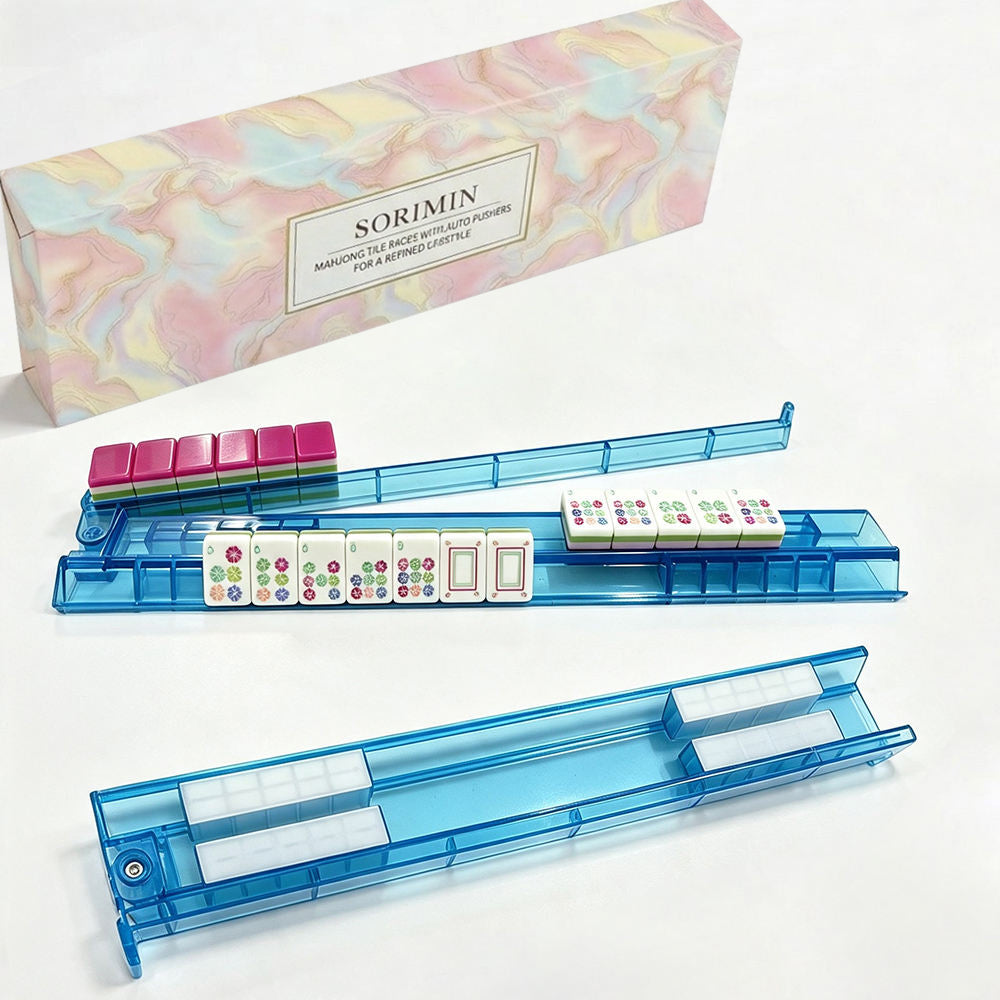 Clear White 4Pcs Mahjong Push Racks Non-Slip For Family Game With Box