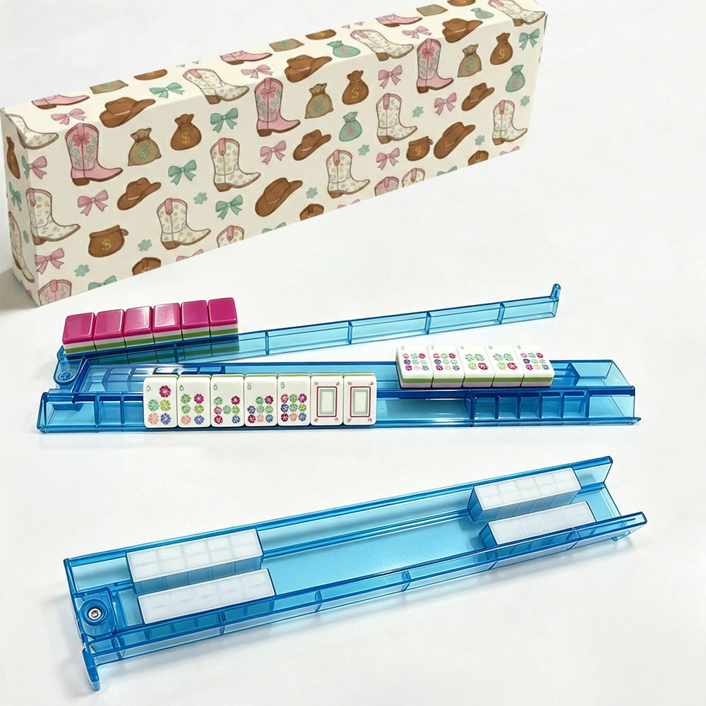 Clear White Mahjong Rack Set 4 Pieces Non-Slip With Storage