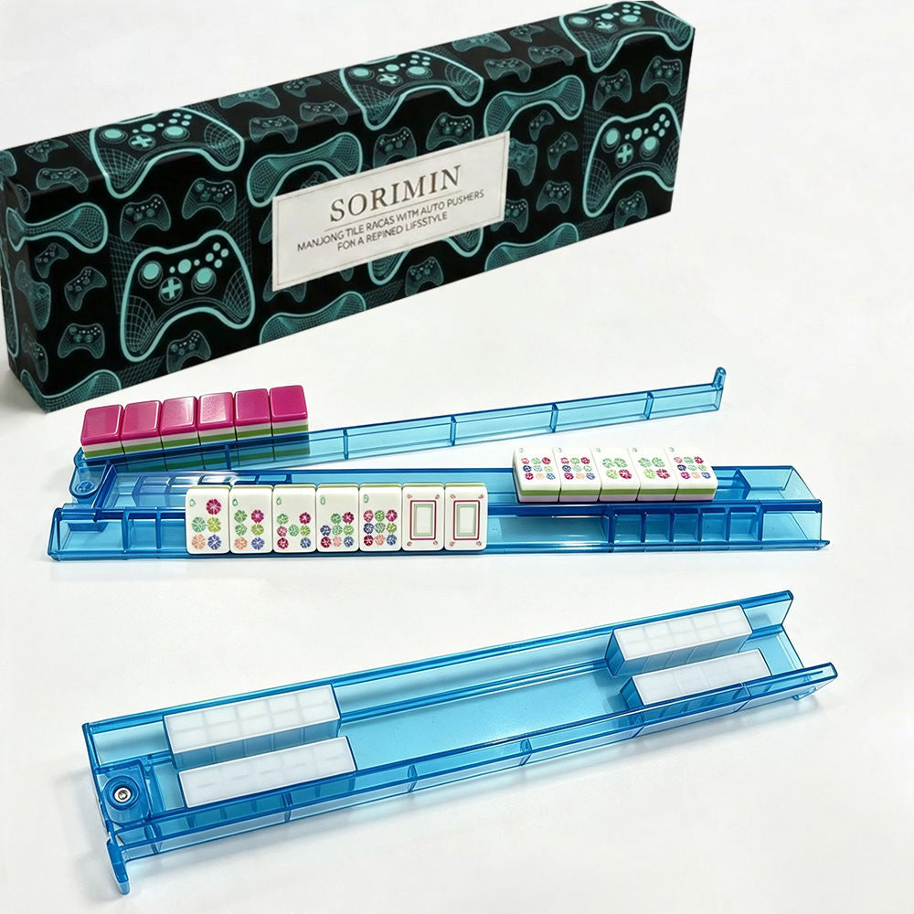 4-Piece Clear White Non-Slip Mahjong Racks With Storage Box
