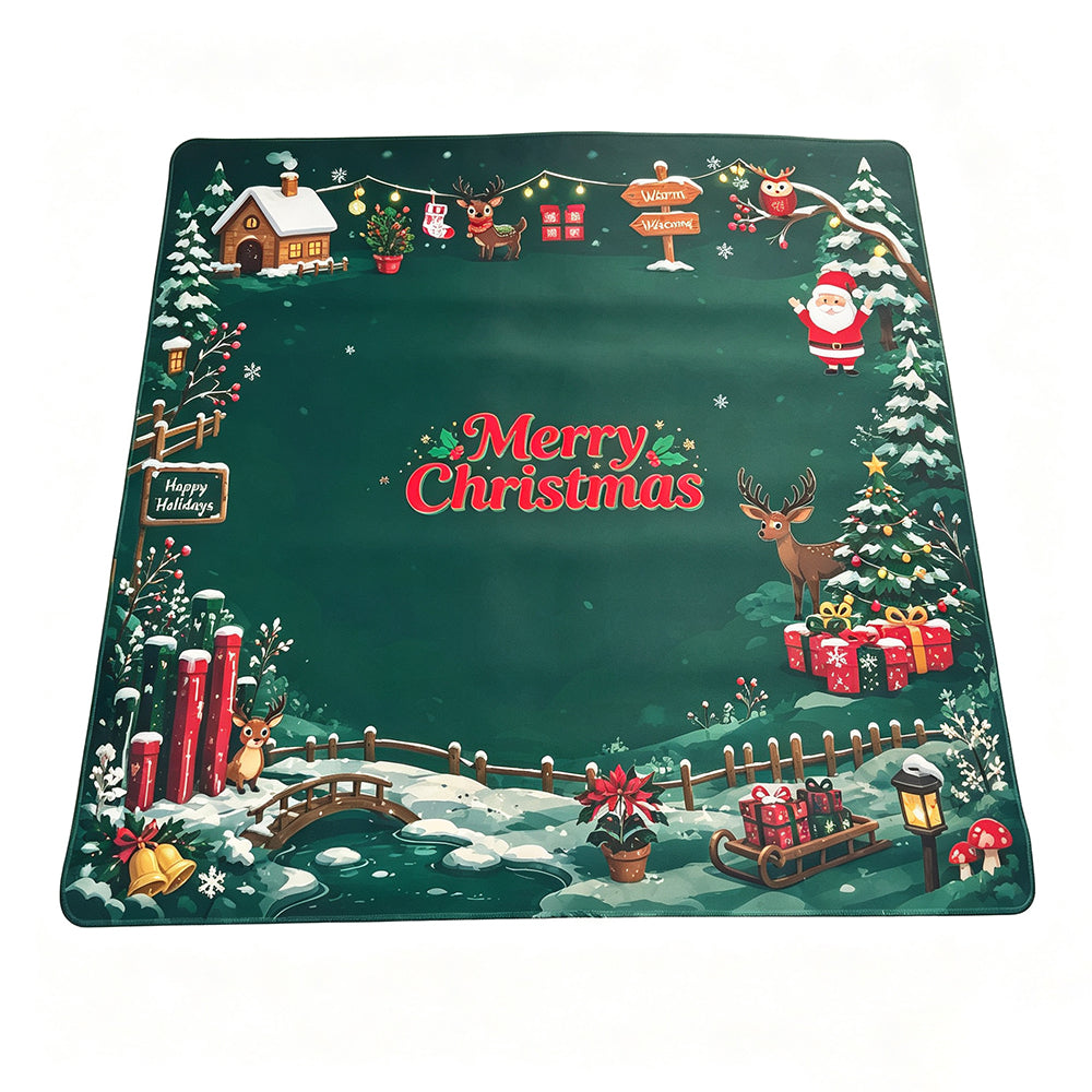 Christmas Themed Square Mahjong Table Mat Ideal for Family Party and Daily Entertainment