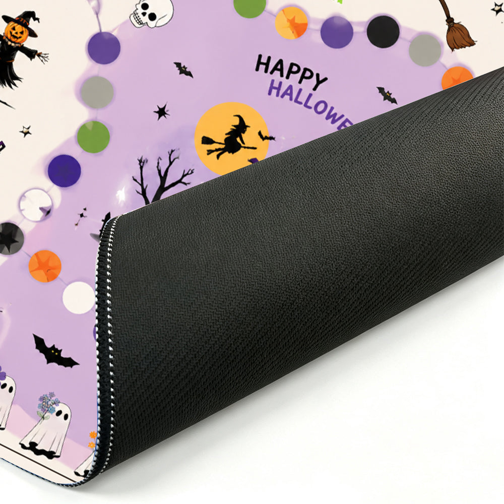 Square Pumpkin Halloween Mahjong Table Mat Protective Pad for Holiday Gathering and Entertainment