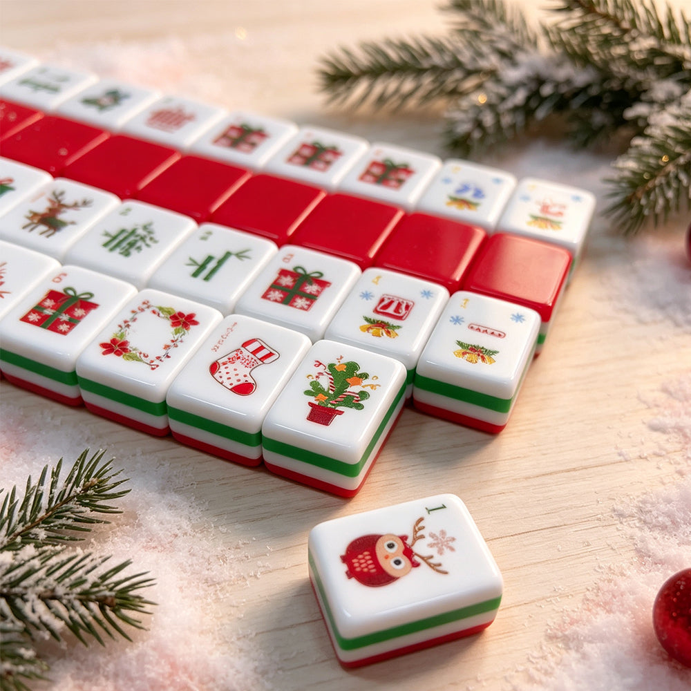 Family Holiday Christmas American Mahjong Game Set Custom Design With Mahjong Mat