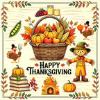 Thanksgiving Square Mahjong Mat Non Slip Table Mat for Family Holiday Game Gathering