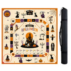 Square Pumpkin Halloween Mahjong Table Mat Protective Pad for Holiday Gathering and Entertainment