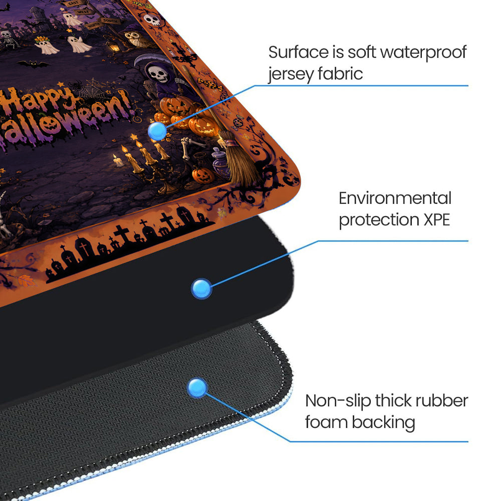 Square Pumpkin Halloween Mahjong Table Mat Protective Pad for Holiday Gathering and Entertainment