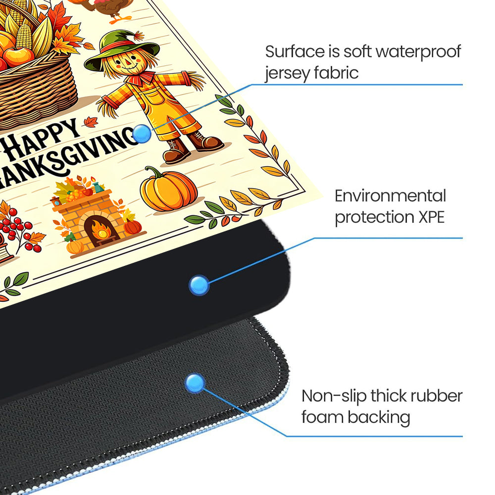 Thanksgiving Square Mahjong Mat Non Slip Table Mat for Family Holiday Game Gathering