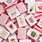 Pink Mahjong Game Set Birthday Present Decorative Mahjong Tiles