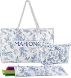 Custom Print Mahjong Tote Bag Cosmetic Toiletry Organizer Multi-function Storage for Mahjong Push Ruler