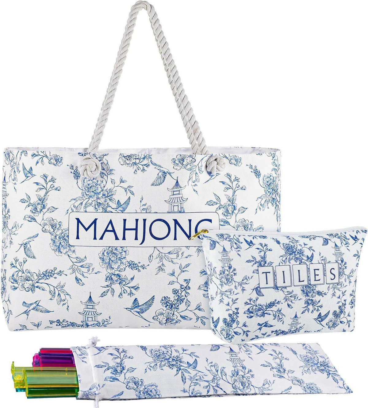Custom Print Mahjong Tote Bag Cosmetic Toiletry Organizer Multi-function Storage for Mahjong Push Ruler