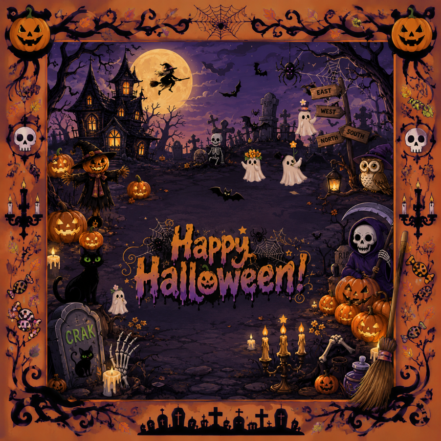 Square Pumpkin Halloween Mahjong Table Mat Protective Pad for Holiday Gathering and Entertainment