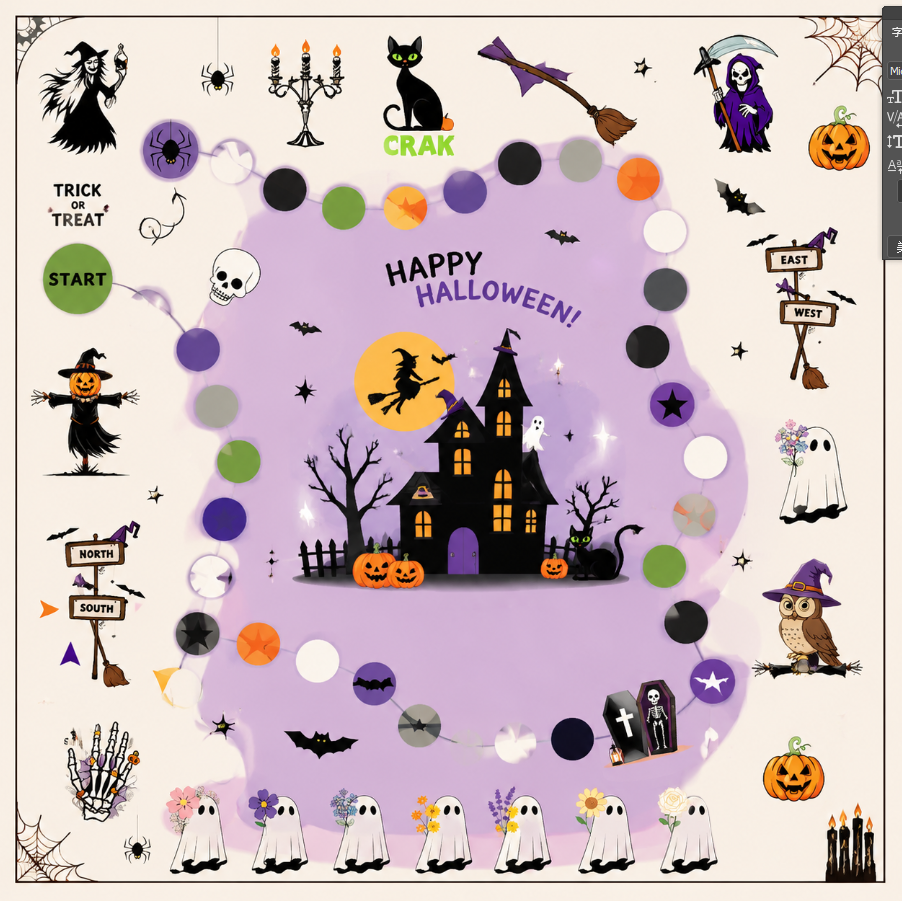Square Pumpkin Halloween Mahjong Table Mat Protective Pad for Holiday Gathering and Entertainment