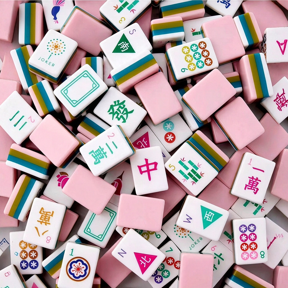 Pink American Mahjong Tiles Acrylic 160 Mahjong Tiles
