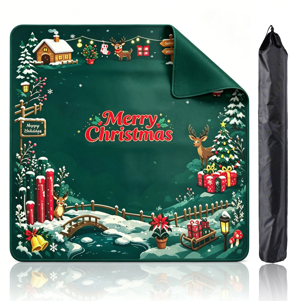 Square Christmas Themed Mahjong Mat Multi Purpose Table Mat for Party Indoor Entertainment
