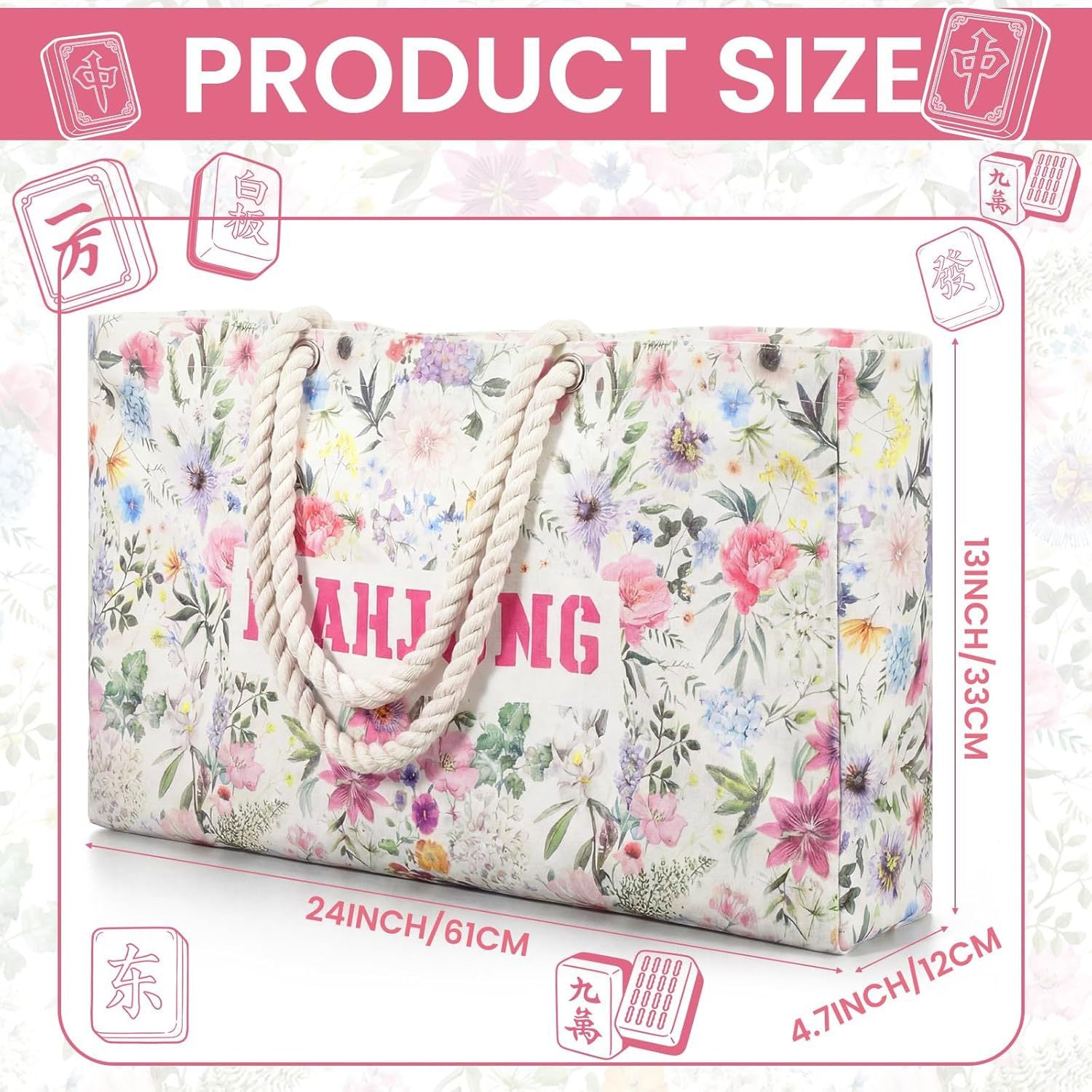 Custom Print Mahjong Tote Bag Cosmetic Toiletry Organizer Multi-function Storage for Mahjong Push Ruler
