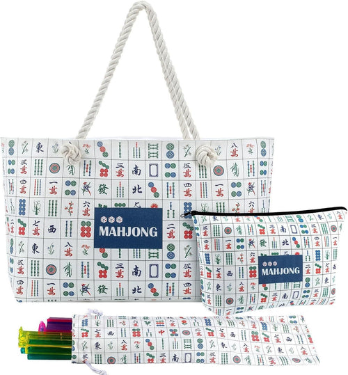 Custom Print Mahjong Tote Bag Cosmetic Toiletry Organizer Multi-function Storage for Mahjong Push Ruler