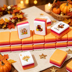 High Quality Thanksgiving American Mahjong Kit With Mahjong Mat for Family Gathering Leisure Activities