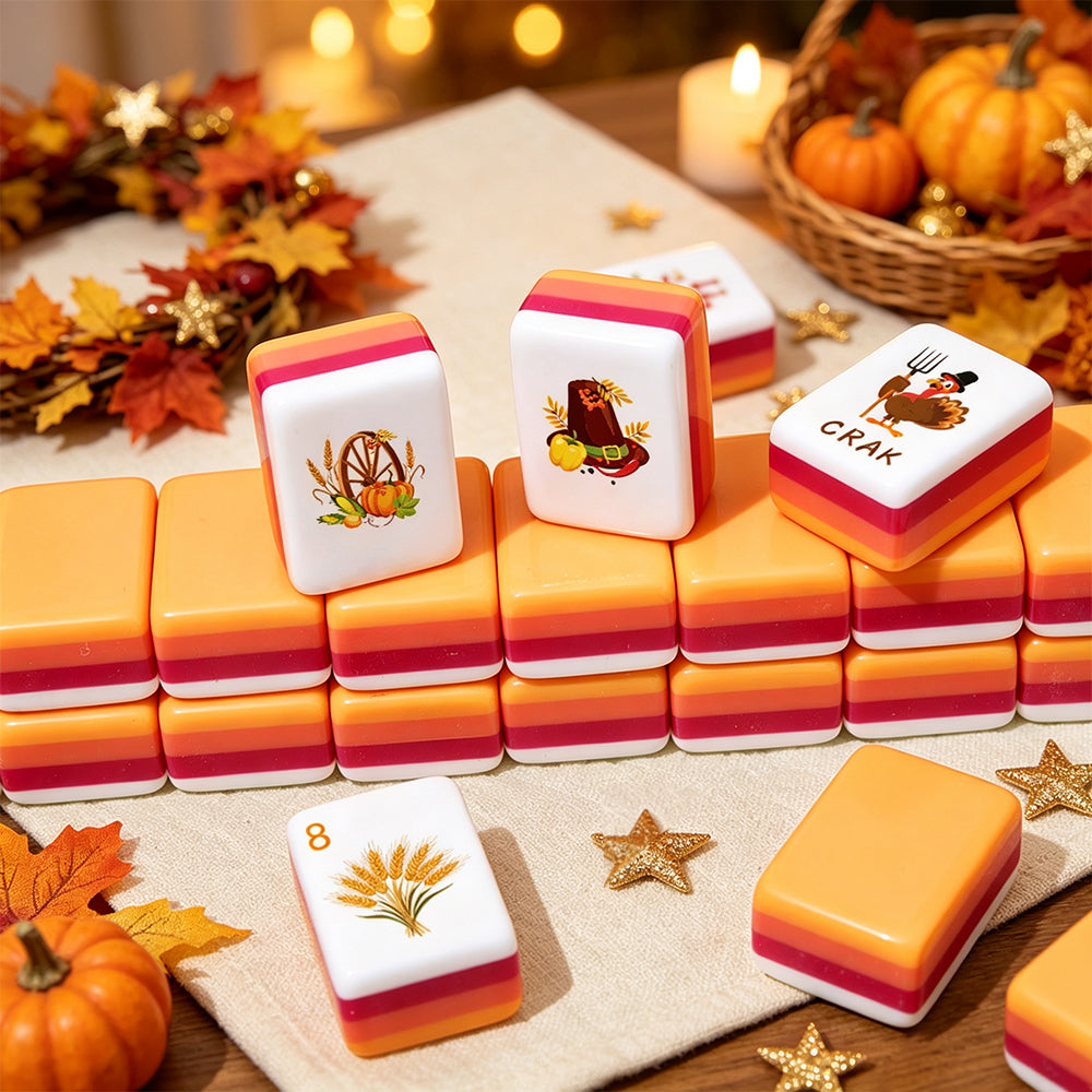 High Quality Thanksgiving American Mahjong Kit With Mahjong Mat for Family Gathering Leisure Activities