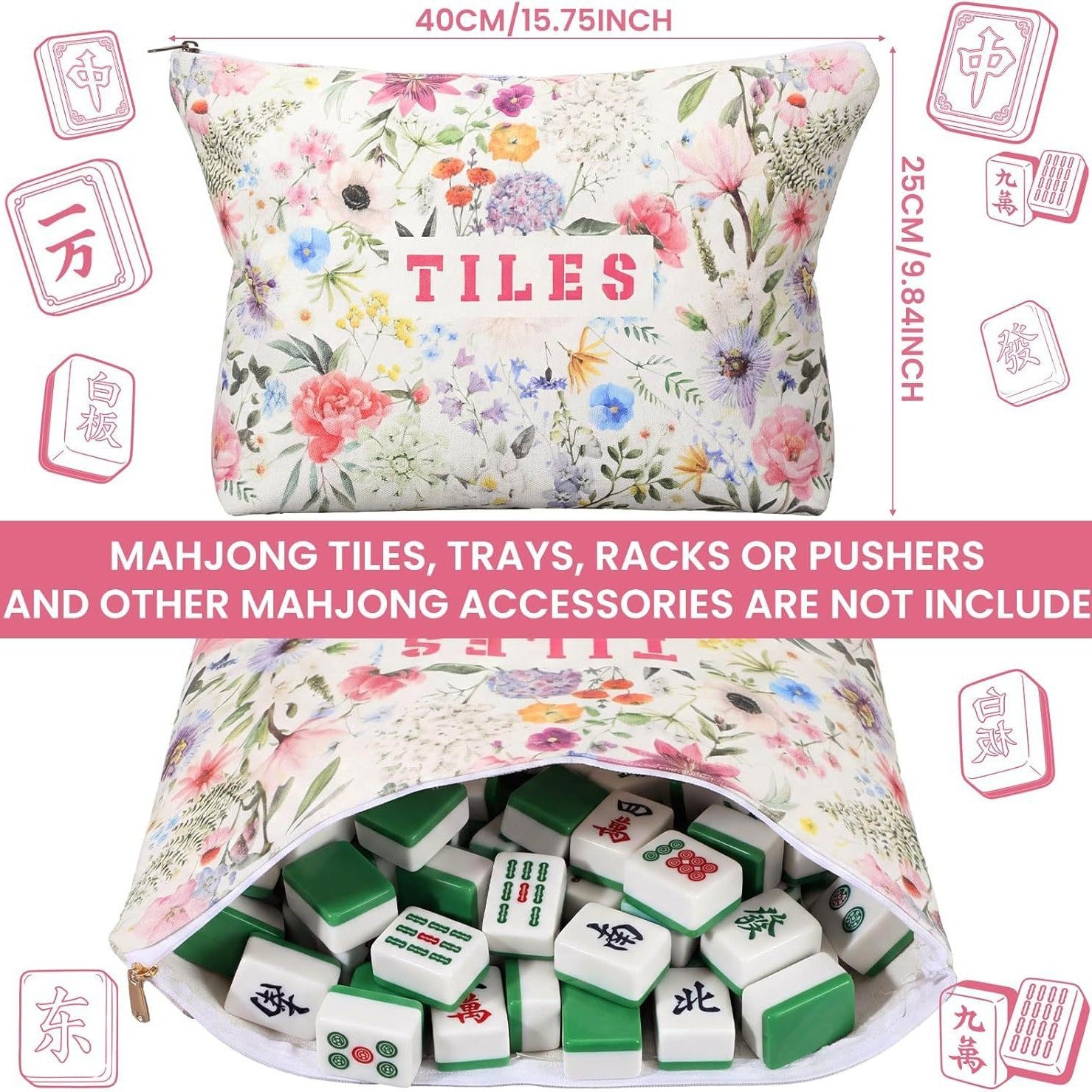Custom Print Mahjong Tote Bag Cosmetic Toiletry Organizer Multi-function Storage for Mahjong Push Ruler