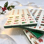 High Quality Green Christmas Mahjong Kit With Mahjong Mat Ideal for Family Holiday Table Games