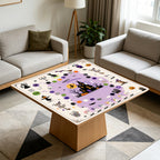 Square Pumpkin Halloween Mahjong Table Mat Protective Pad for Holiday Gathering and Entertainment