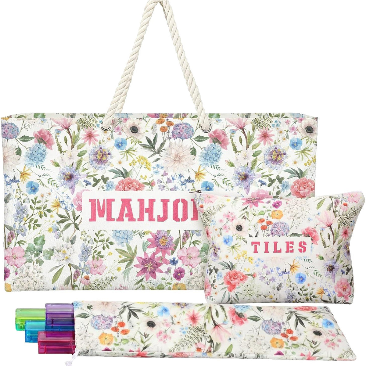 Custom Print Mahjong Tote Bag Cosmetic Toiletry Organizer Multi-function Storage for Mahjong Push Ruler