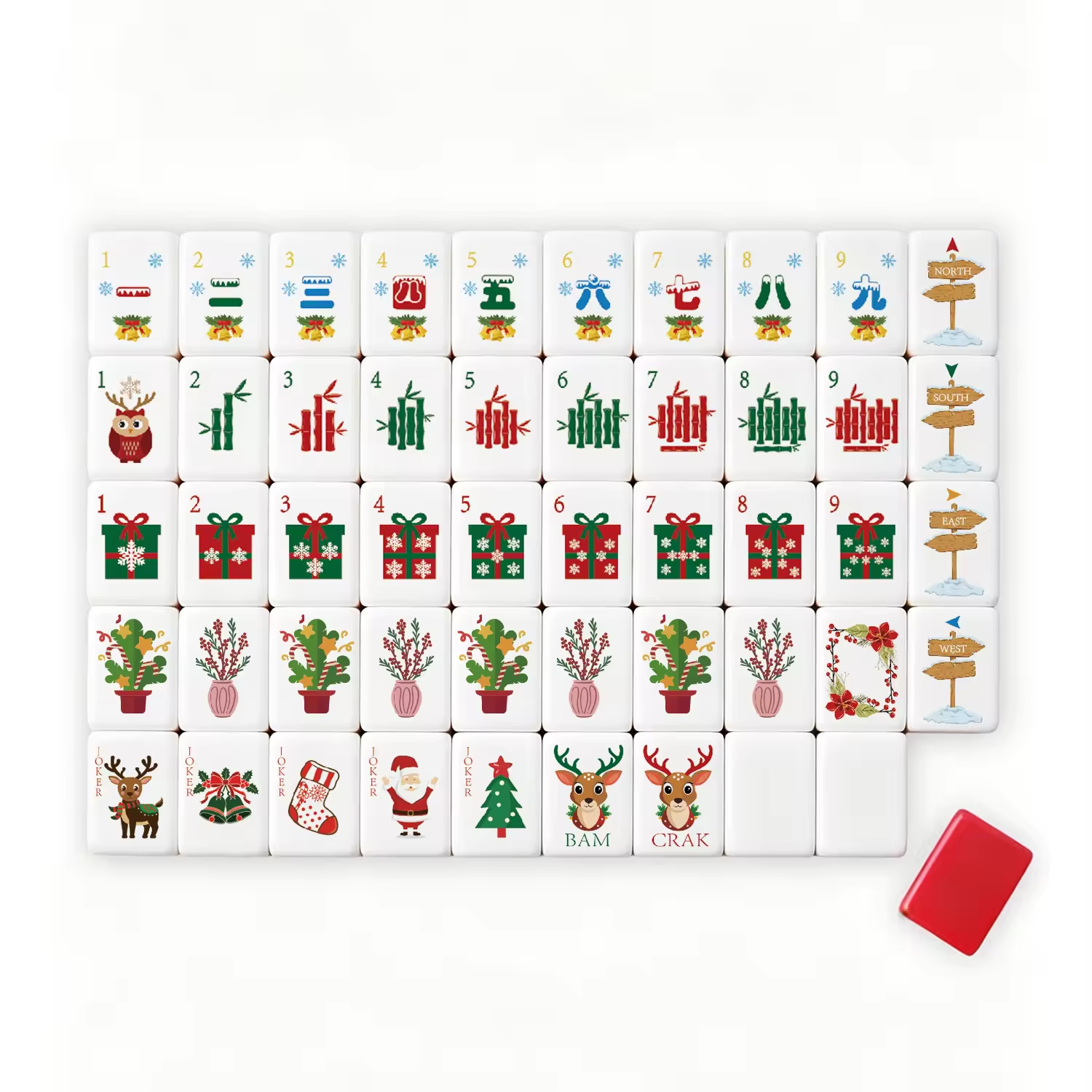 Family Holiday Christmas American Mahjong Game Set Custom Design With Mahjong Mat