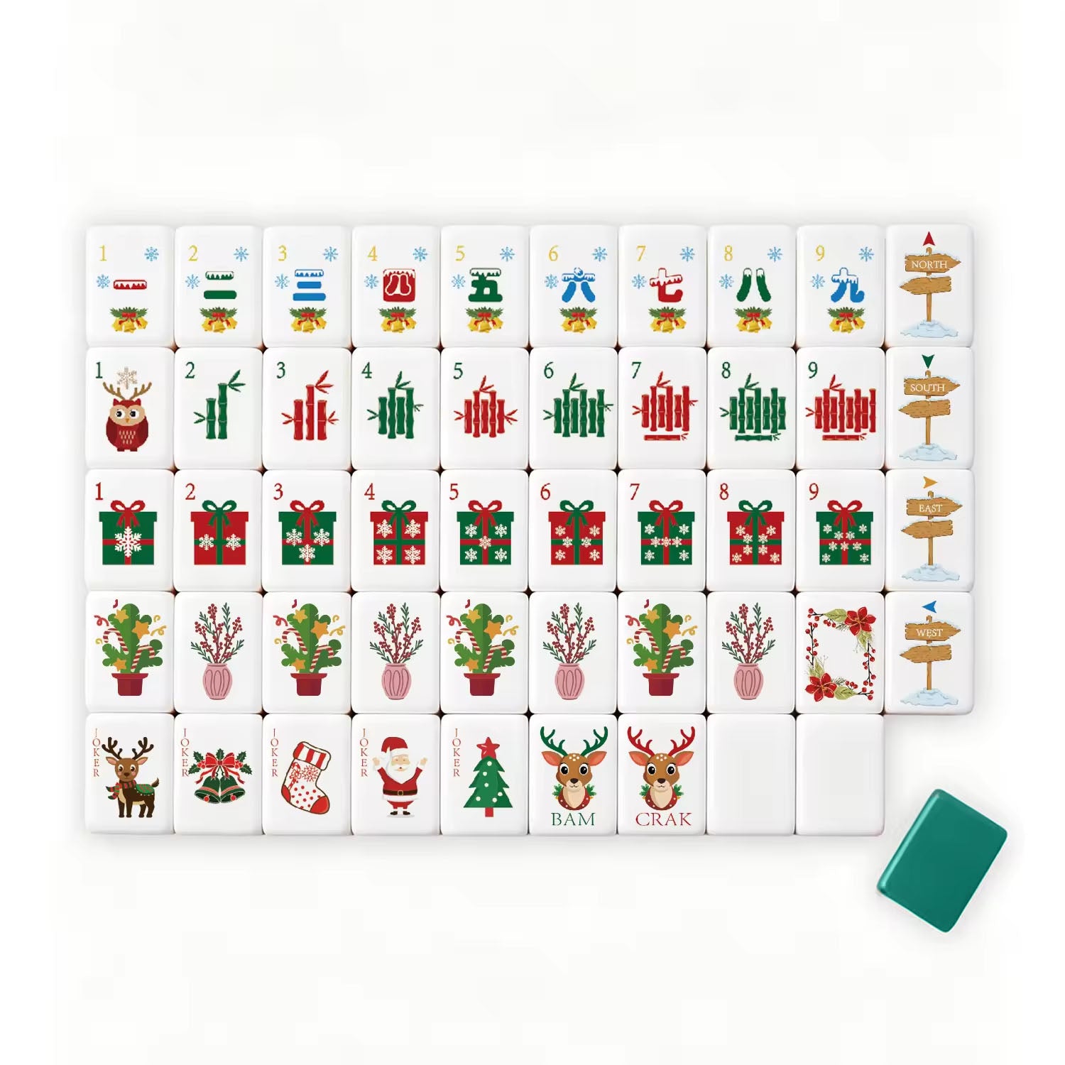 Family Holiday Christmas American Mahjong Game Set Custom Design With Mahjong Mat