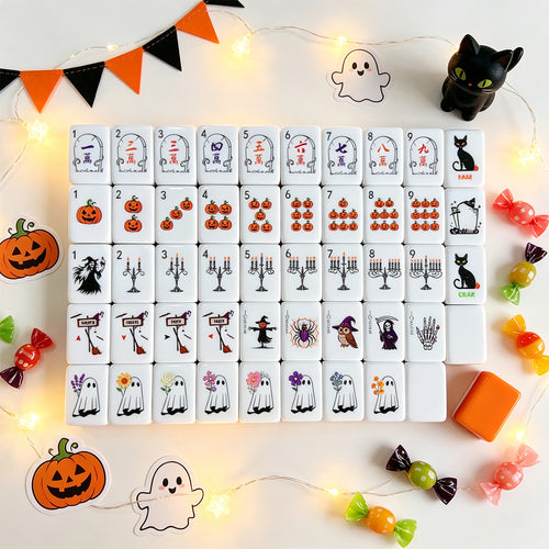 Custom High Quality American Mahjong Tiles Halloween Style Full Game Set Mahjong Mat Mahjong
