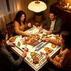 Thanksgiving Square Mahjong Mat Non Slip Table Mat for Family Holiday Game Gathering