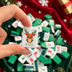 High Quality Green Christmas Mahjong Kit With Mahjong Mat Ideal for Family Holiday Table Games