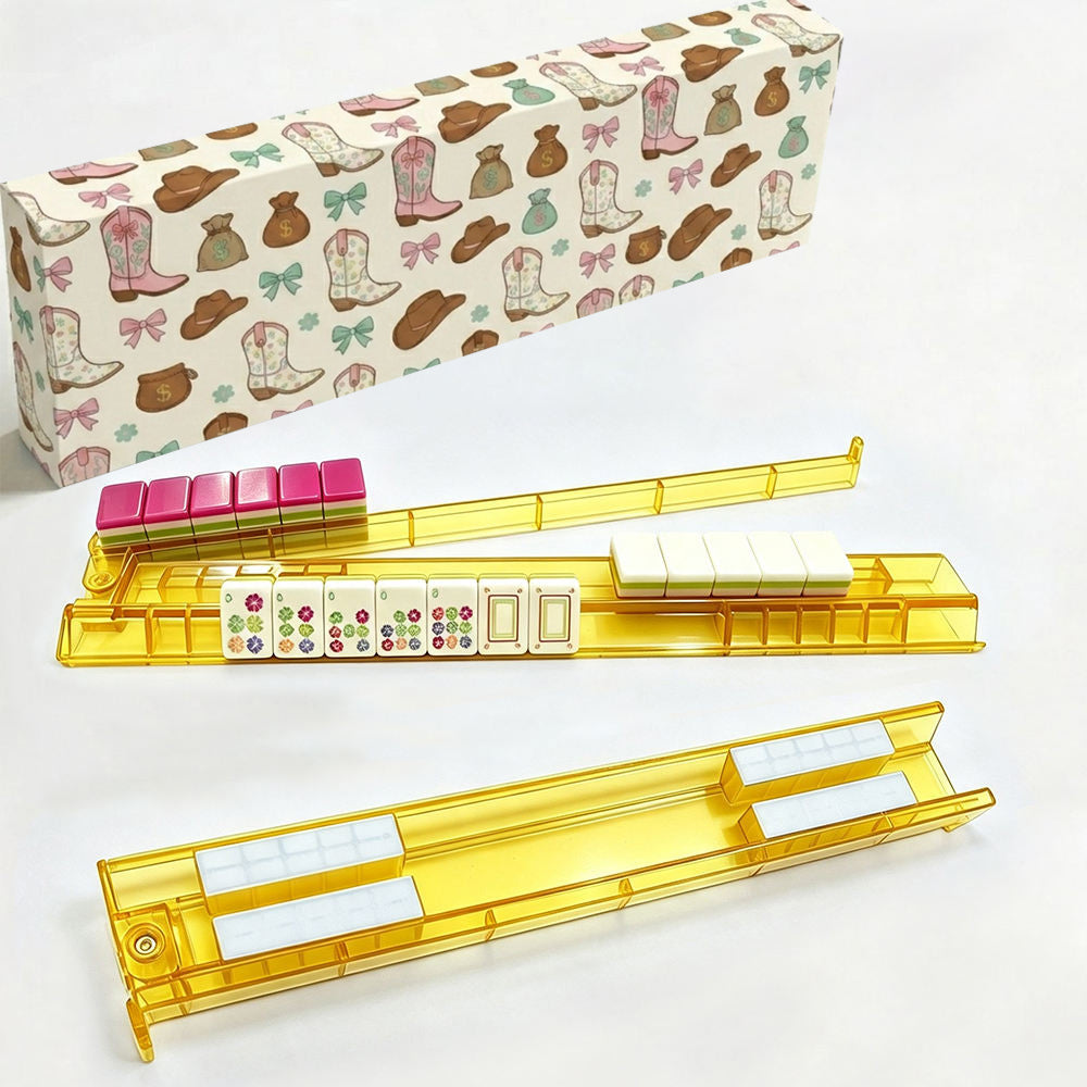Clear White Mahjong Rack Set 4 Pieces Non-Slip With Storage