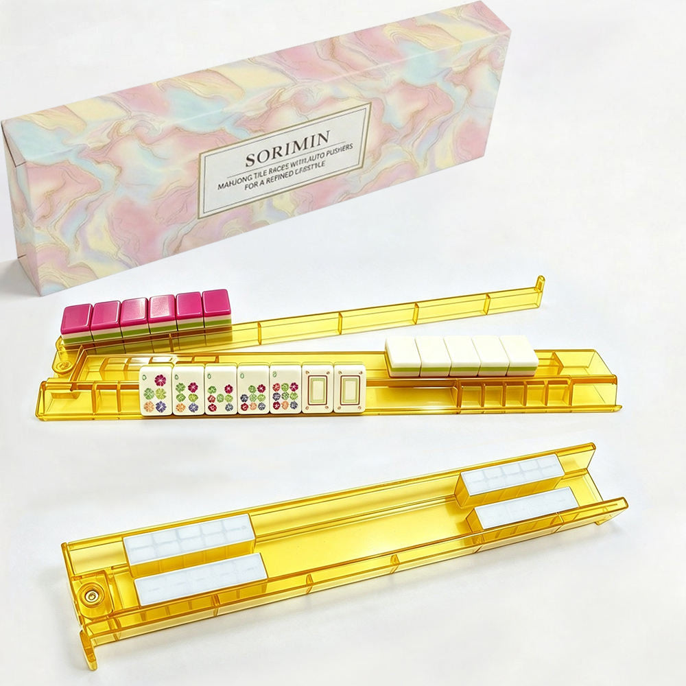 Clear White 4Pcs Mahjong Push Racks Non-Slip For Family Game With Box
