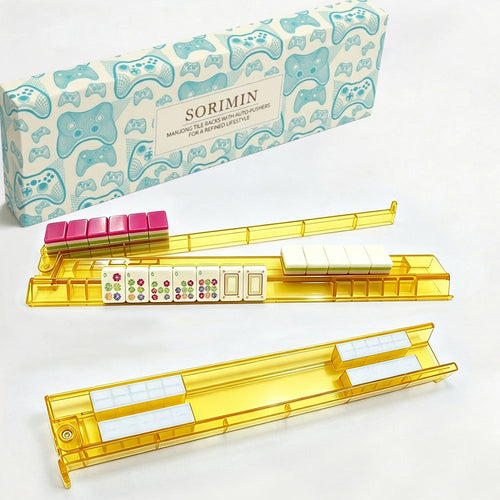 4-Piece Non-Slip Clear White Mahjong Tile Holders & Pushers
