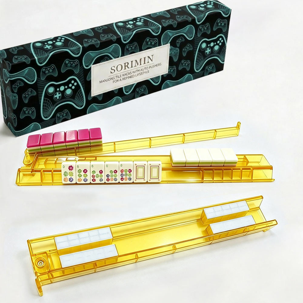 4-Piece Clear White Non-Slip Mahjong Racks With Storage Box