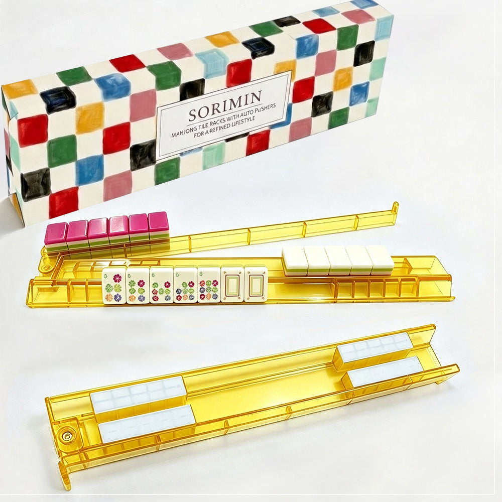 4Pcs Non-Slip Mahjong Racks Clear White Tile Holders with Box