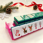 High Quality Green Christmas Mahjong Kit With Mahjong Mat Ideal for Family Holiday Table Games