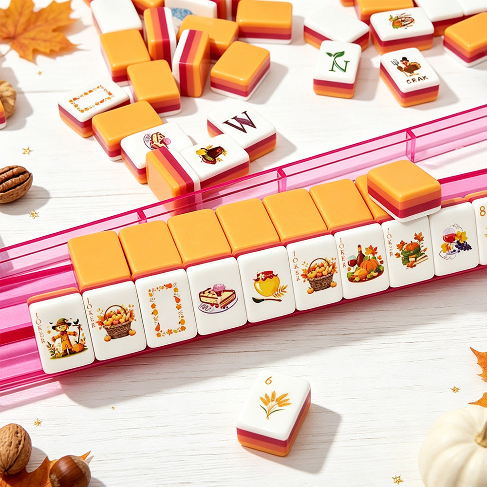 High Quality Thanksgiving American Mahjong Kit With Mahjong Mat for Family Gathering Leisure Activities