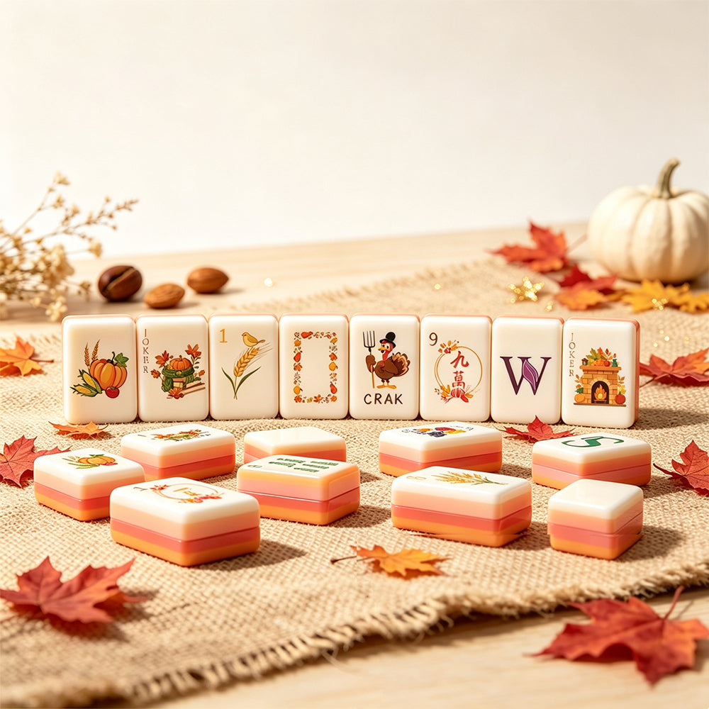 High Quality Thanksgiving American Mahjong Kit With Mahjong Mat for Family Gathering Leisure Activities