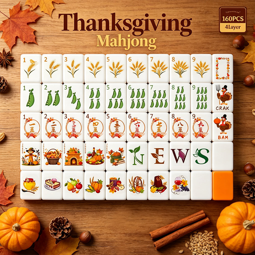 High Quality Thanksgiving American Mahjong Kit With Mahjong Mat for Family Gathering Leisure Activities