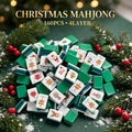 High Quality Green Christmas Mahjong Kit With Mahjong Mat Ideal for Family Holiday Table Games