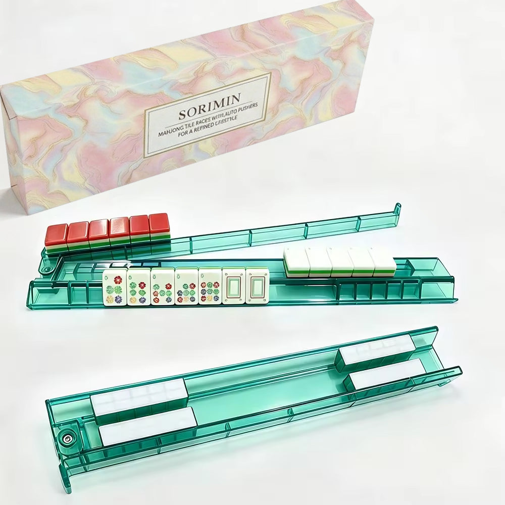 Clear White 4Pcs Mahjong Push Racks Non-Slip For Family Game With Box