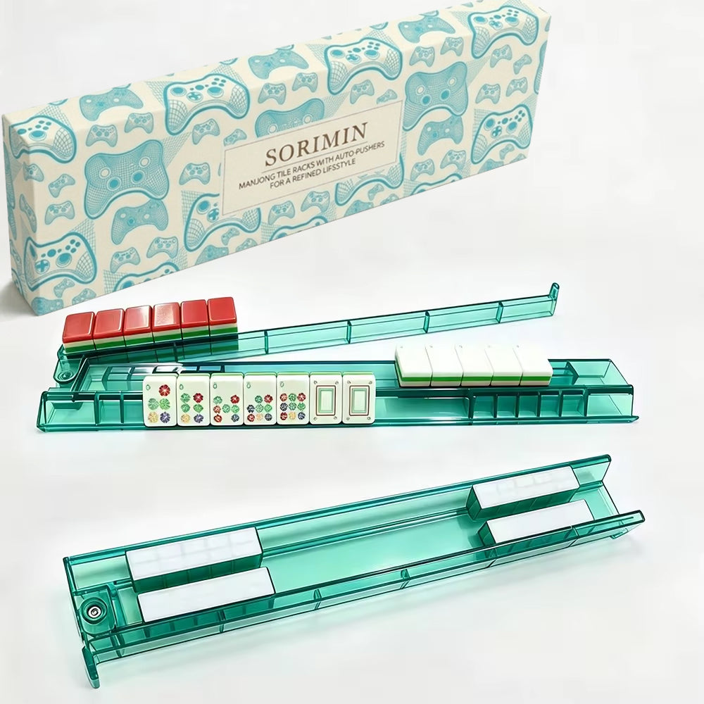 4-Piece Non-Slip Clear White Mahjong Tile Holders & Pushers