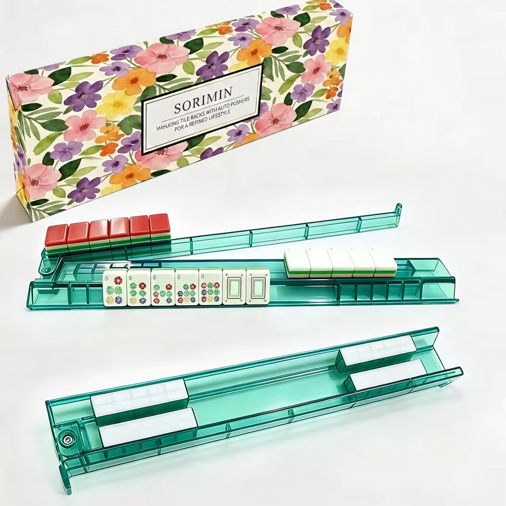 4-Piece Mahjong Tile Racks Clear White Non-Slip With Box