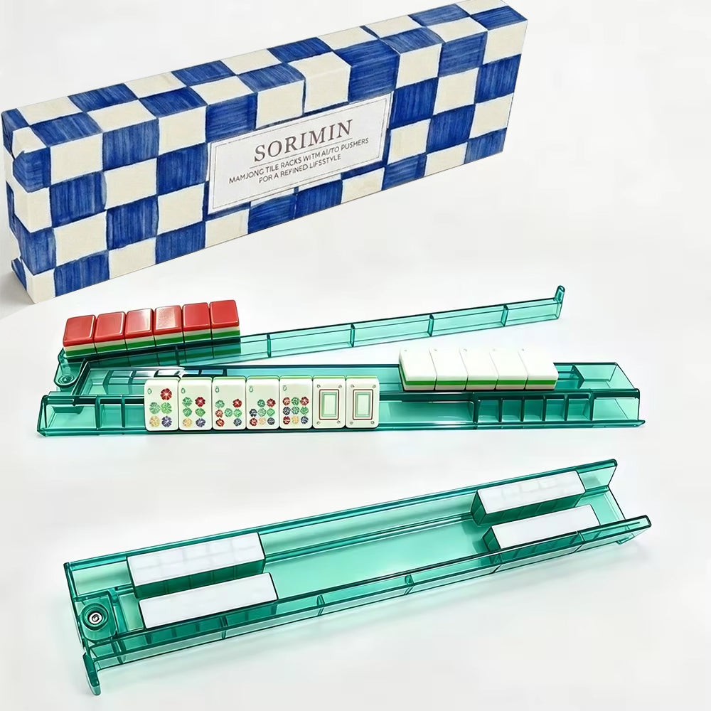 Non-Slip 4-Piece Mahjong Racks Clear White With Storage Case