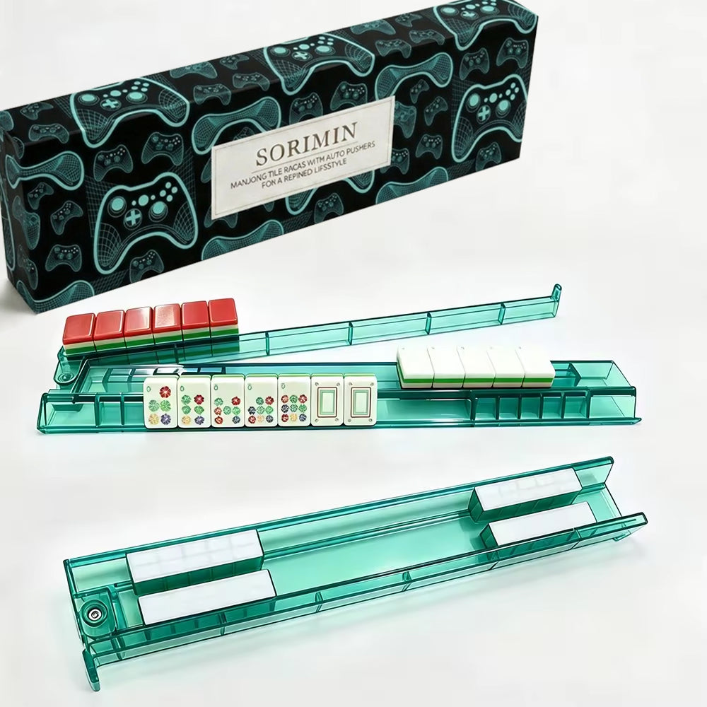 4-Piece Clear White Non-Slip Mahjong Racks With Storage Box