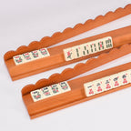 Premium 4-Pack Solid Wood Mahjong Ruler Wave Style Portable American Mahjong Rack for Home Party Entertainment