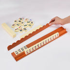 Premium 4-Pack Solid Wood Mahjong Ruler Wave Style Portable American Mahjong Rack for Home Party Entertainment
