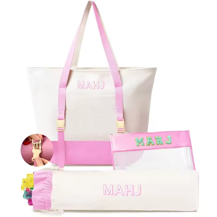 Canvas 3 Pieces Mahjong Storage Set Large Capacity Portable Single Shoulder Mahjong Tote Bag
