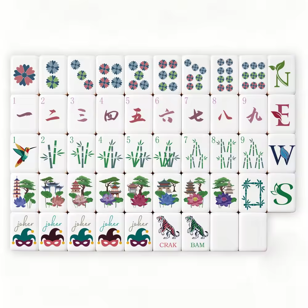 American Acrylic Mahjong Tiles High Grade Crystal Embroidered Water Resistant Mahjong Tiles 4 Person Household Gift Set