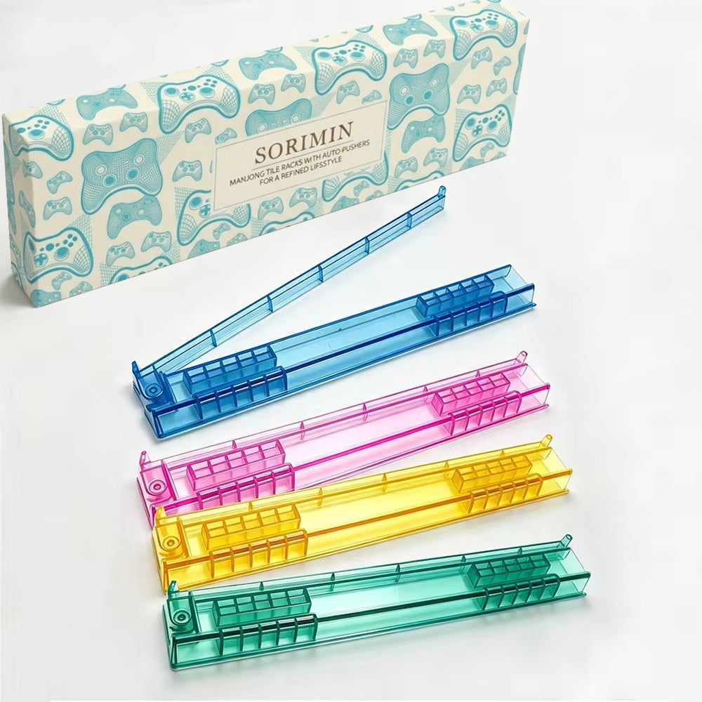4-Piece Non-Slip Clear White Mahjong Tile Holders & Pushers